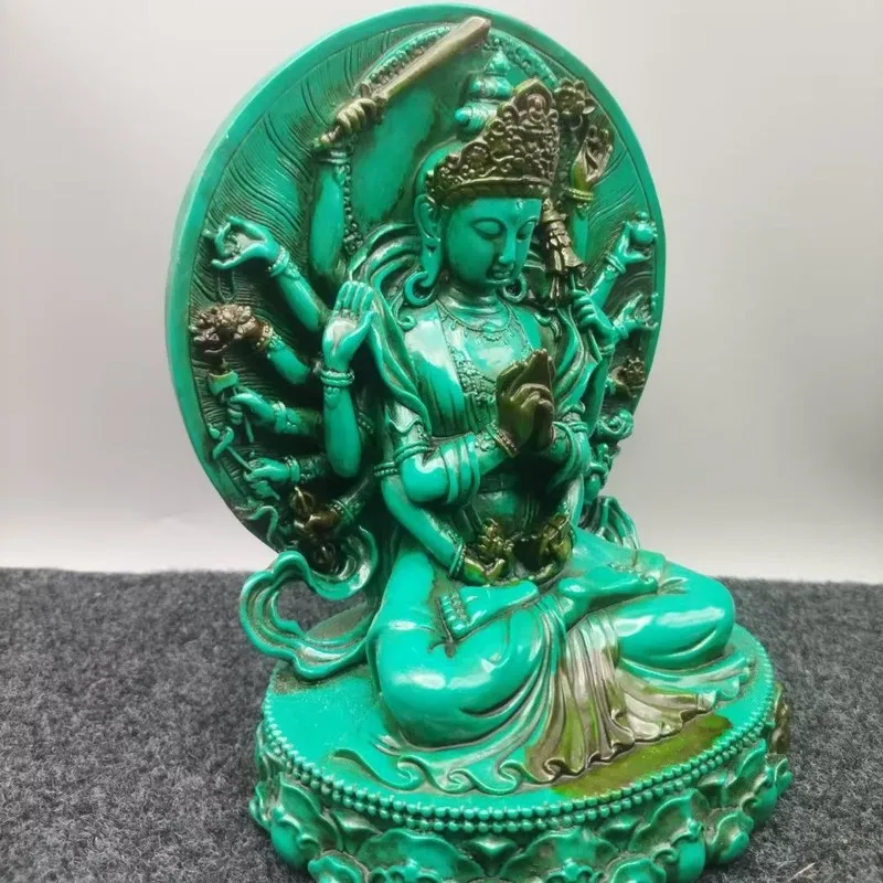 Antique-style distressed turquoise ornament Guanyin statue, Tara statue, turquoise Buddha statue, living room display decoration