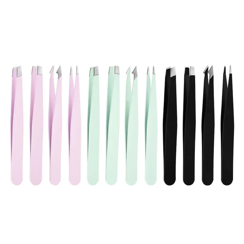 Multi-Purpose 4-Piece Tweezers Set - Professional Slant Tweezers for Men and Women, Perfect for Eyebrow Shaping