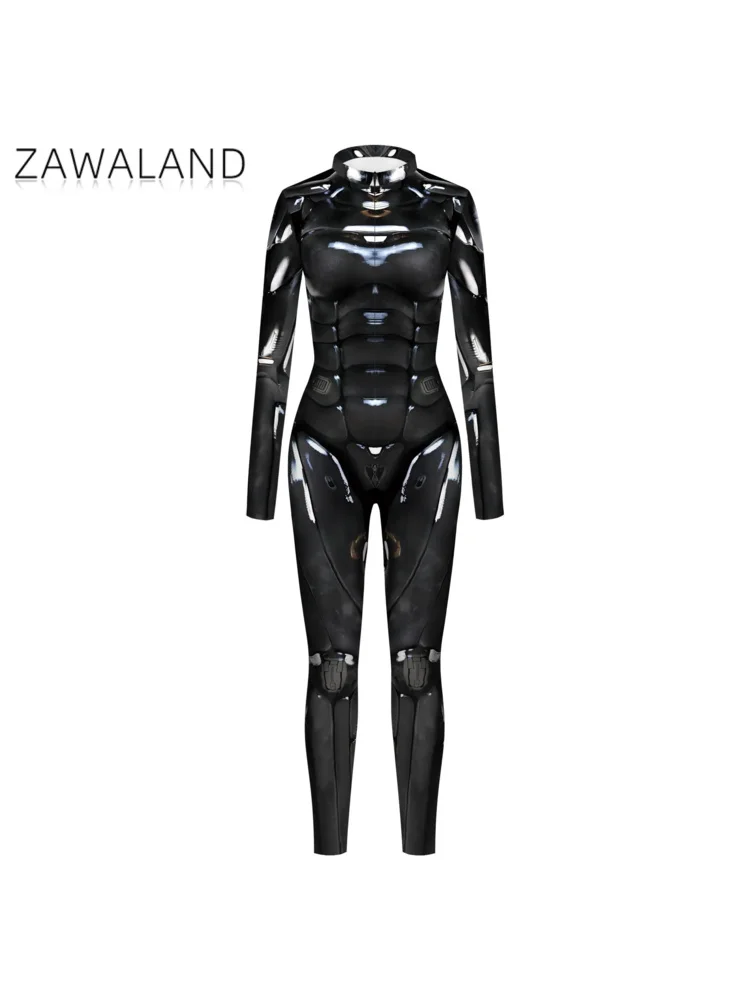 زي بدلة جسم تنكري للنساء ، تكنولوجيا المستقبل ، روبوت البونك ، طباعة الملمس الملونة ، زينتاي ، بدلة جسم ، زي هالوين ، ملابس