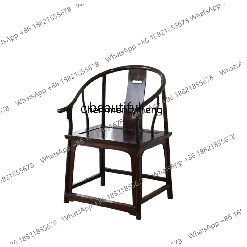 Ming Rosewood round-Backed Armchair Small Leaf Chinese Style round-Backed Armchair Officer's Cap Solid Wood Tea Chair Mortise
