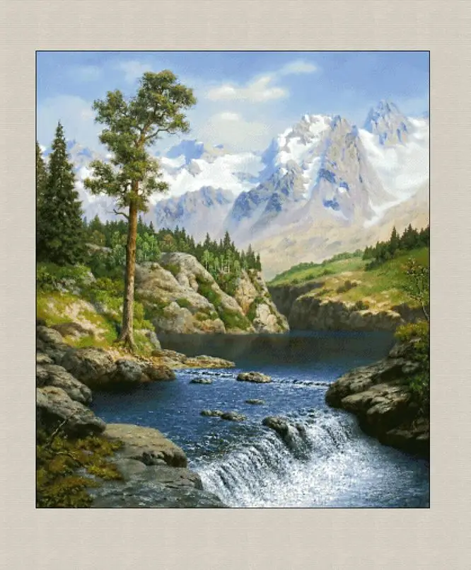 

pine trees by the inter mountain river 74-84Cross Stitch Set DIY Kit Embroidery Needlework Craft Packages Cotton Fabric Floss