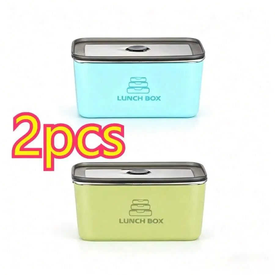 6-Piece Set (4 Containers + 2 Lids) Stackable Square Stainless Steel Lunch Box With Lid Leak Proof Food Storage Container,