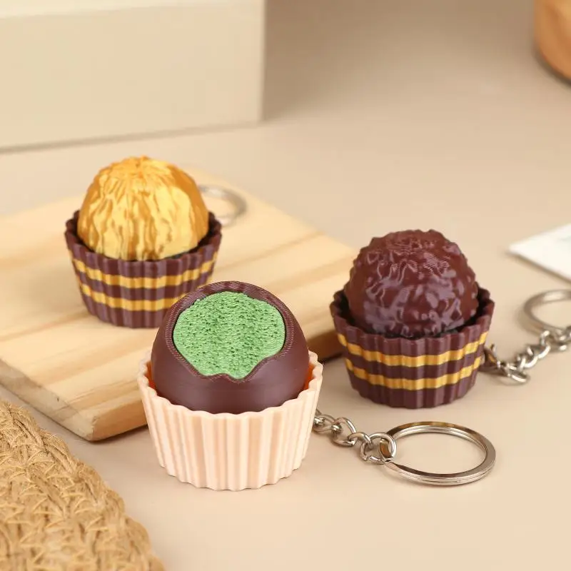 Mechanical Keyboard Chocolate Shape Keychain Fidget Toy for Adults Stress Reliever Portable Desk Decoration Hand Spinner Toy