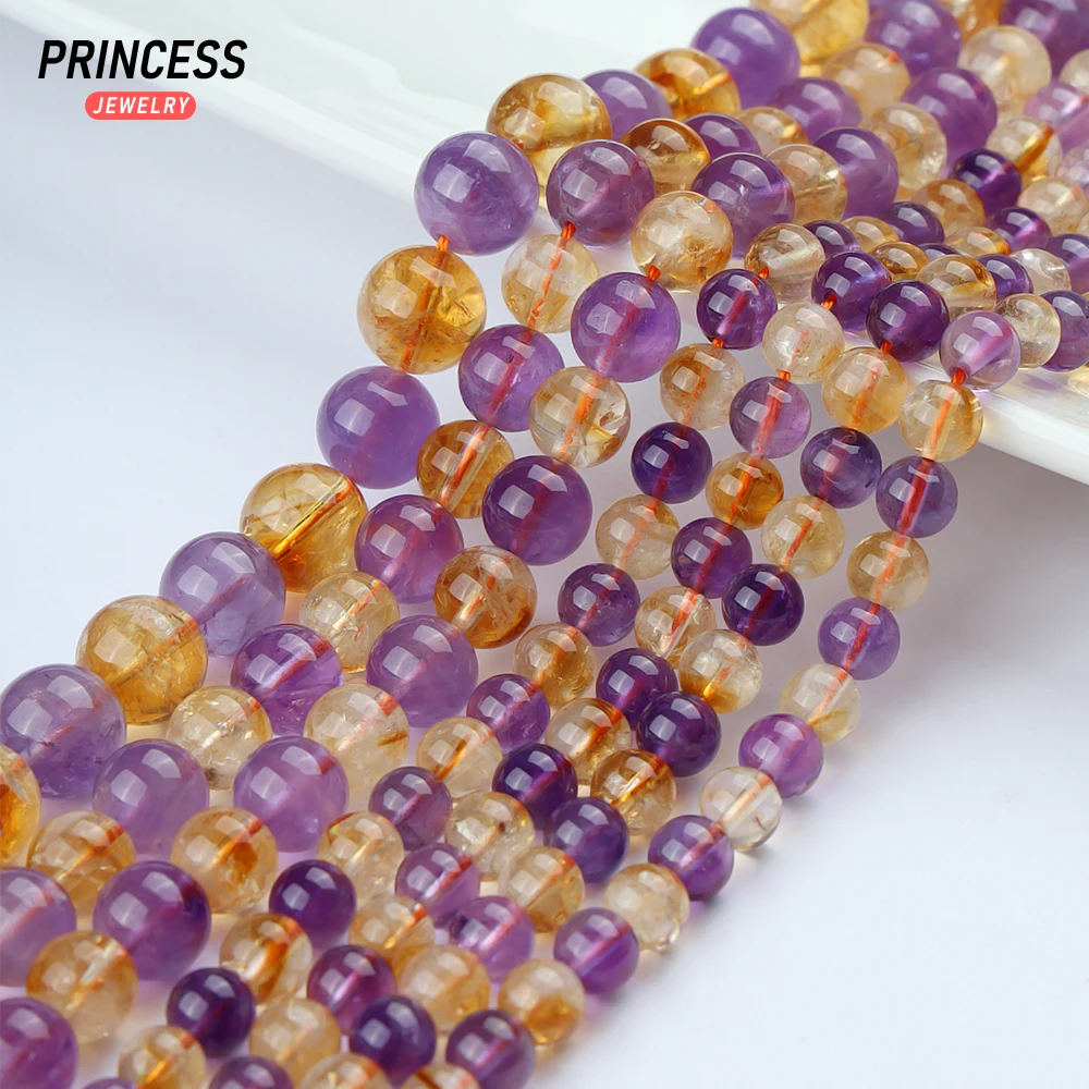 

A++ Natural Ametrine Amethyst Citrine Loose Beads for Jewelry Making Bracelet Necklace Wholesale Beads DIY Accessories