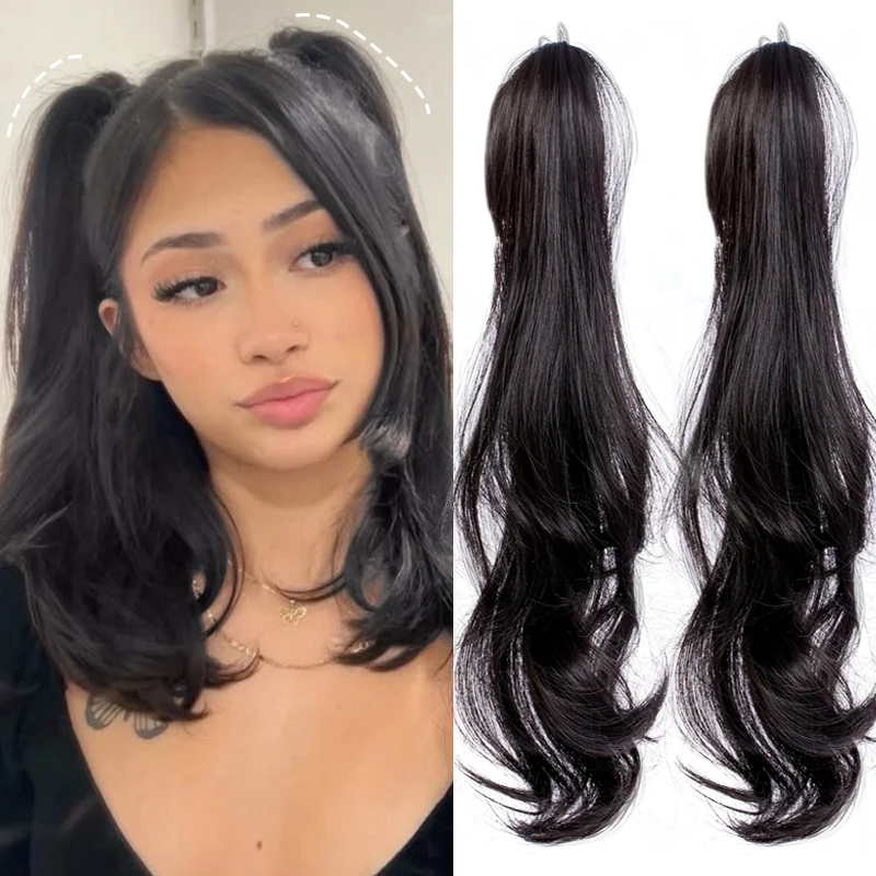 

1Pc Synthetic Hair Ponytail Extensions Wig 18inches Wavy Ponytail Hairpiece with Crab Hair Clips for Kids&Women Daily Use