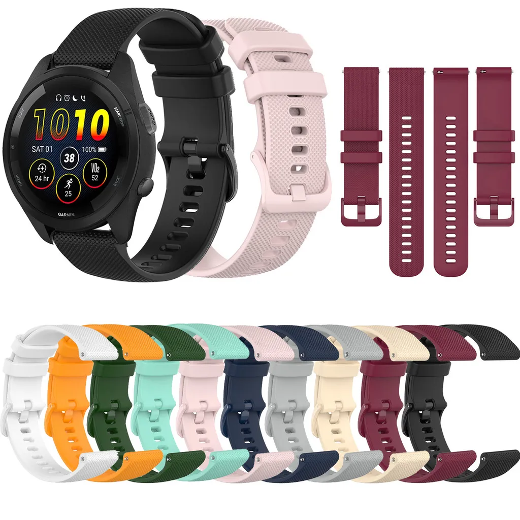 

18mm 20mm 22mm Silicone Watch Band Strap For Garmin Forerunner 265 255 245 255S 265S 245M 645 645M 55 158 165 Music