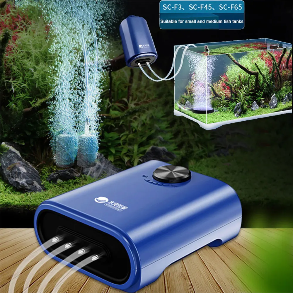 Silent Aquarium Oxygen Air Pump with Check Valve Fish Tank Four Outlet Large Oxygenator Aquarium Air Compressor Aerator 220v 14w