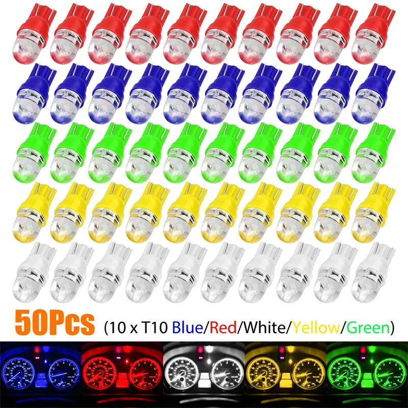New 50PCS T10 194 168 2825 LED Speedometer Instrument Gauge Cluster Dash Light Bulbs