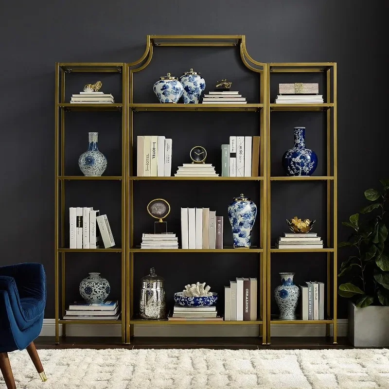 

Crosley Furniture Aimee Etagere Bookcase Set - Gold and Glass book rack for room cube shelf