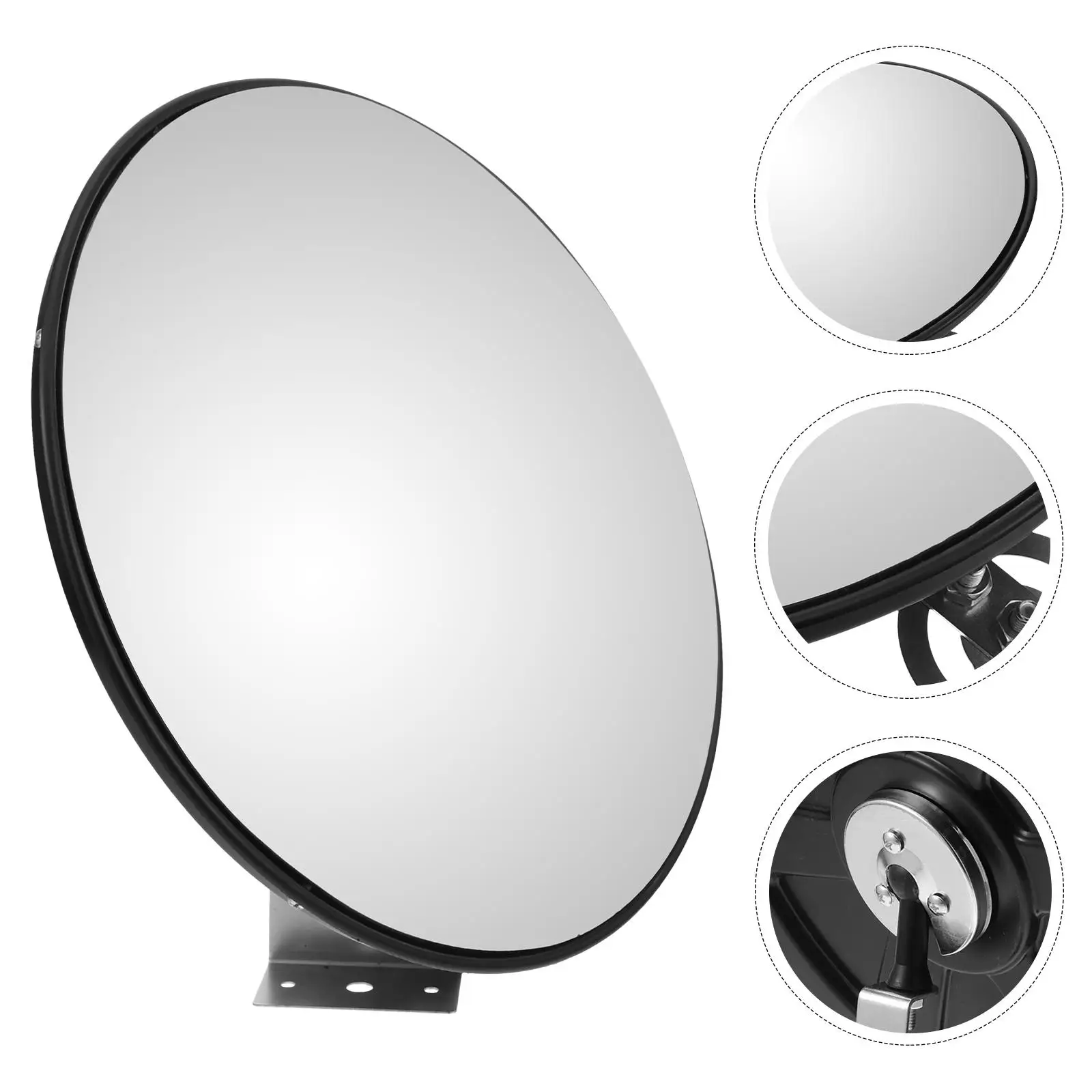 Espejo de seguridad gran angular de 30Cm, Base de montaje negra, esquina convexa para interiores y exteriores, tráfico, entrada, garaje, estacionamiento, seguridad vial