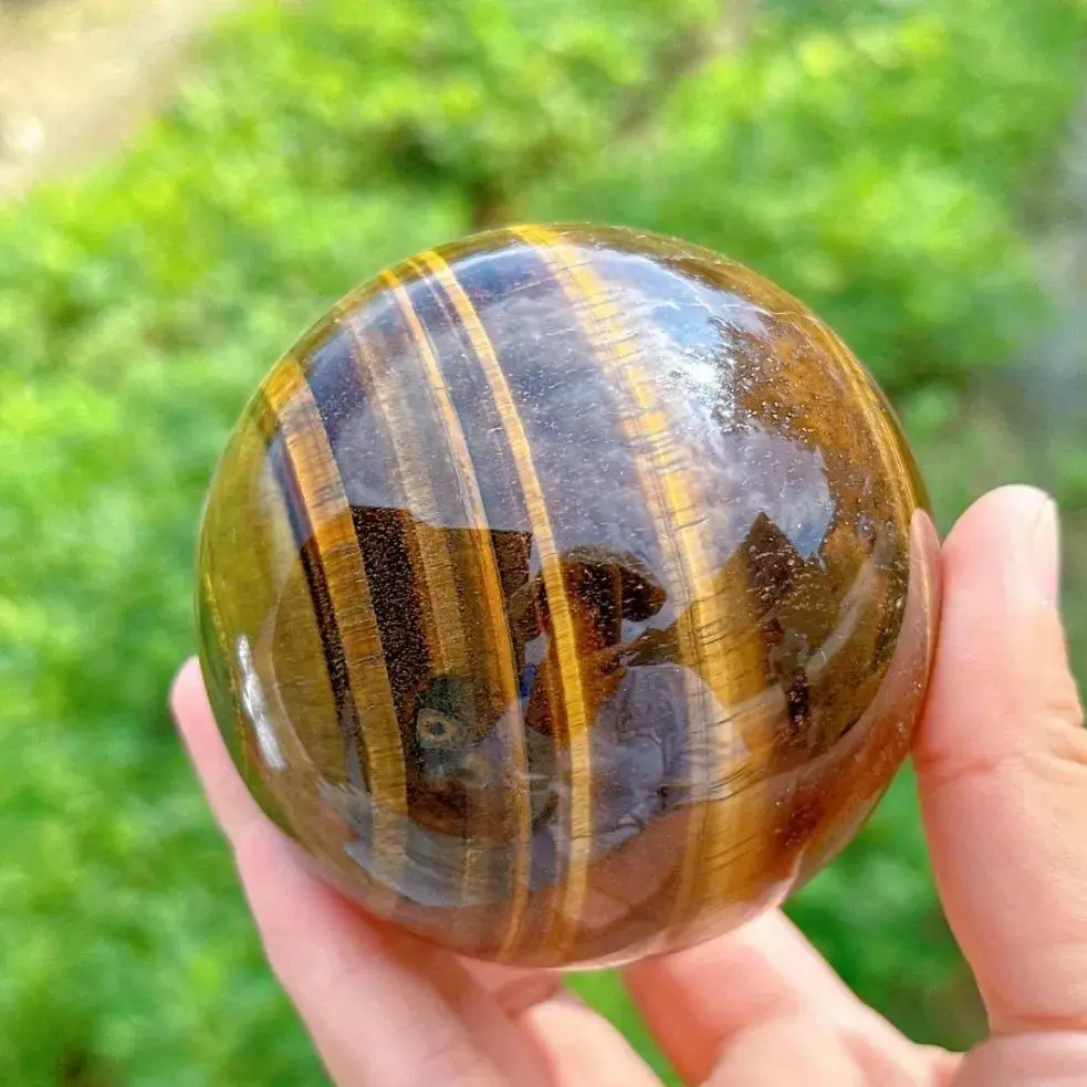 Natural Golden Crystal Sphere Tiger Eye Ball Living Room Decor Reiki Healing Energy Chakra Stone Witchcraft Ball Souvenirs