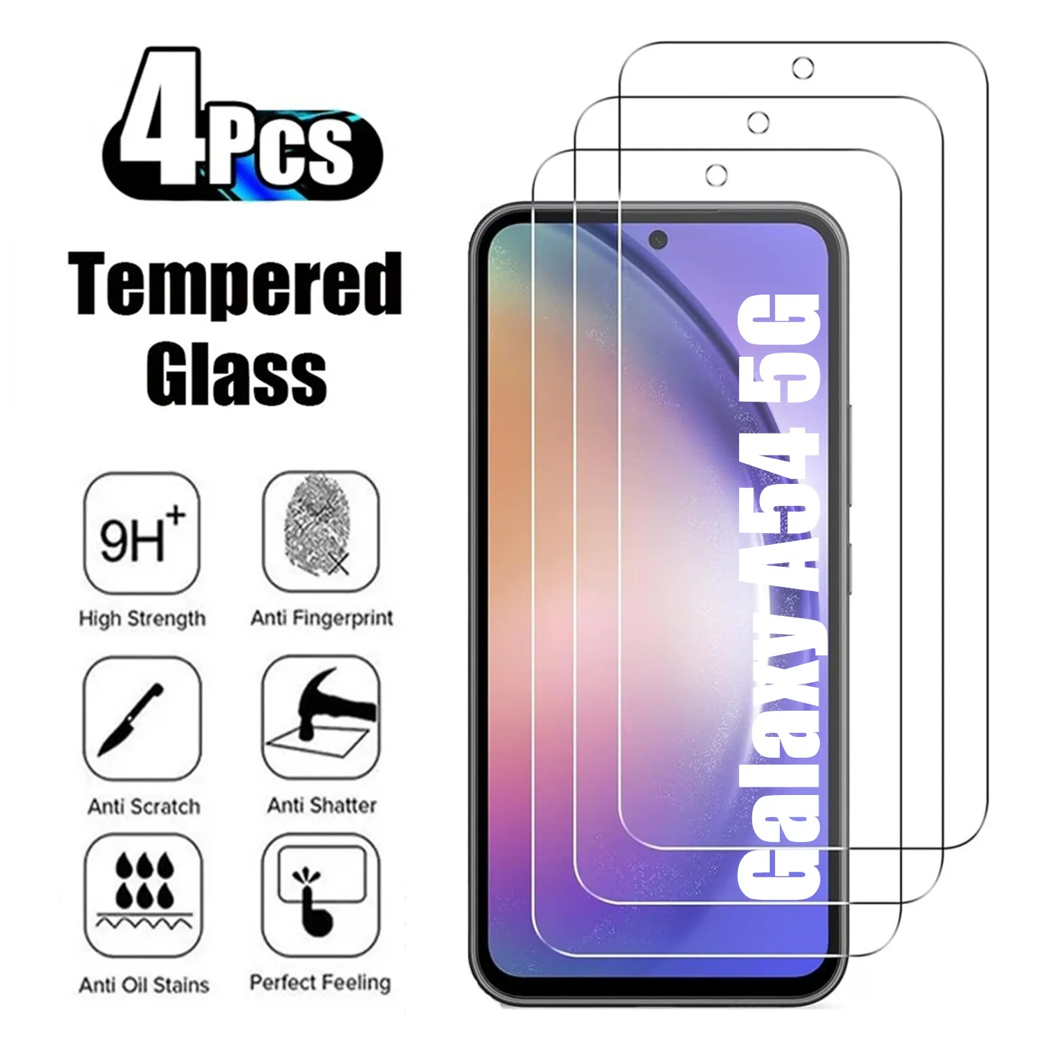 

For Samsung Galaxy A54 5G ,2/4Pcs HD Tempered Glass 9H Screen Protector