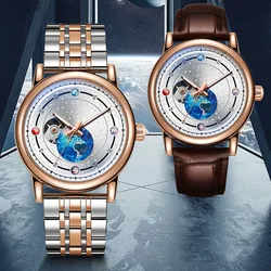 Men New Mechanical Watch Luxury Automatic Wristwatch Male Stainless Steel Leather Strap Business Waterproof Sport Luminous Clock