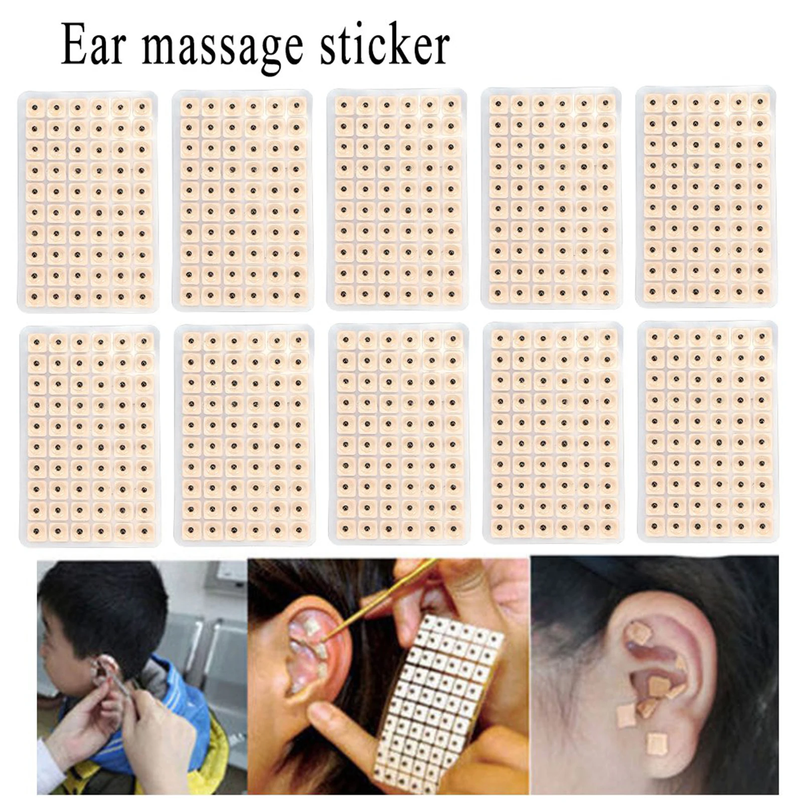 600Pcs Disposable Ear Press Stickers Acupuncture Vaccaria Plaster Bean Acupoint Massage Tool  Massage Plaster Bean