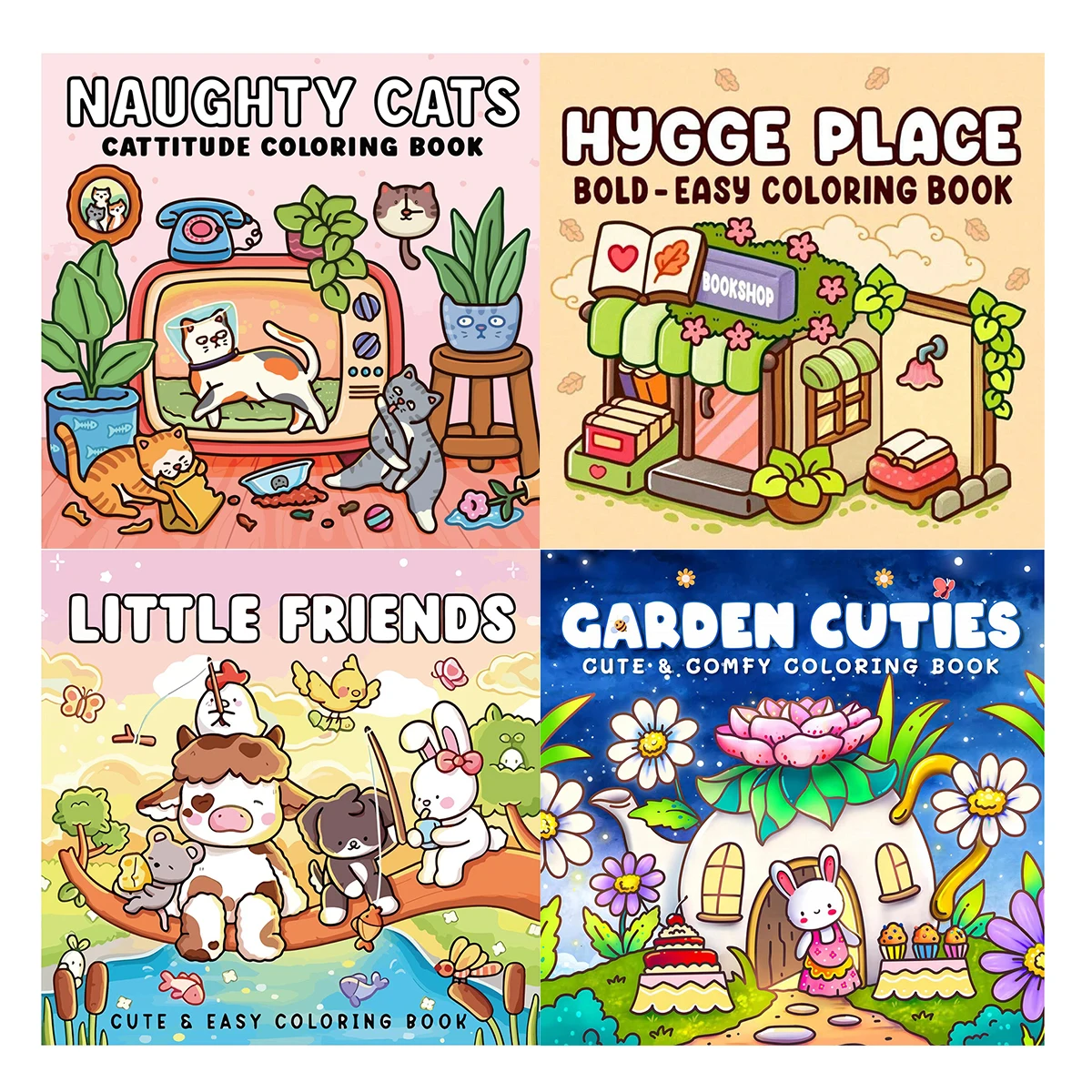 

Garden Cuties Coloring Books, Charming Scenes, Easy Coloring, For Home Parent - Child DIY, Relax, Unwind, Boost Creativity