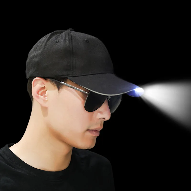 Boné ao ar livre com lanterna, boné de beisebol com luzes LED, chapéu iluminado, boné de pesca ajustável, lâmpada de feixe alto para ciclismo, corrida