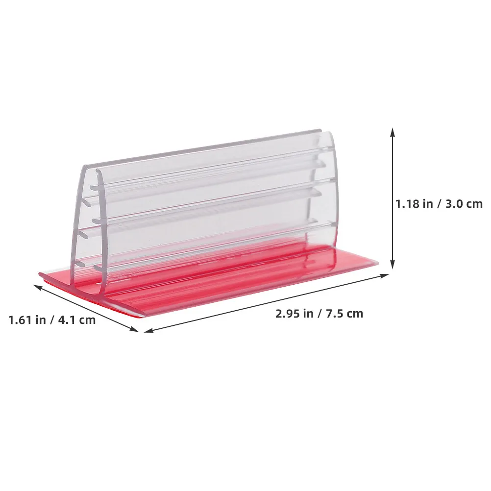 30Pcs Mini PVC Adhesive Base Sign Holder Clear Acrylic Style Small Sign Stand for Name Tags Tabletop Display Card Photo
