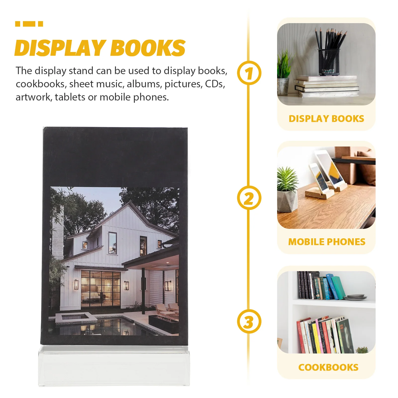 

Book Display St Holder for Books Cookbooks Music Albums Pictures Acrylic L Shape Desktop Storage Transparent File St