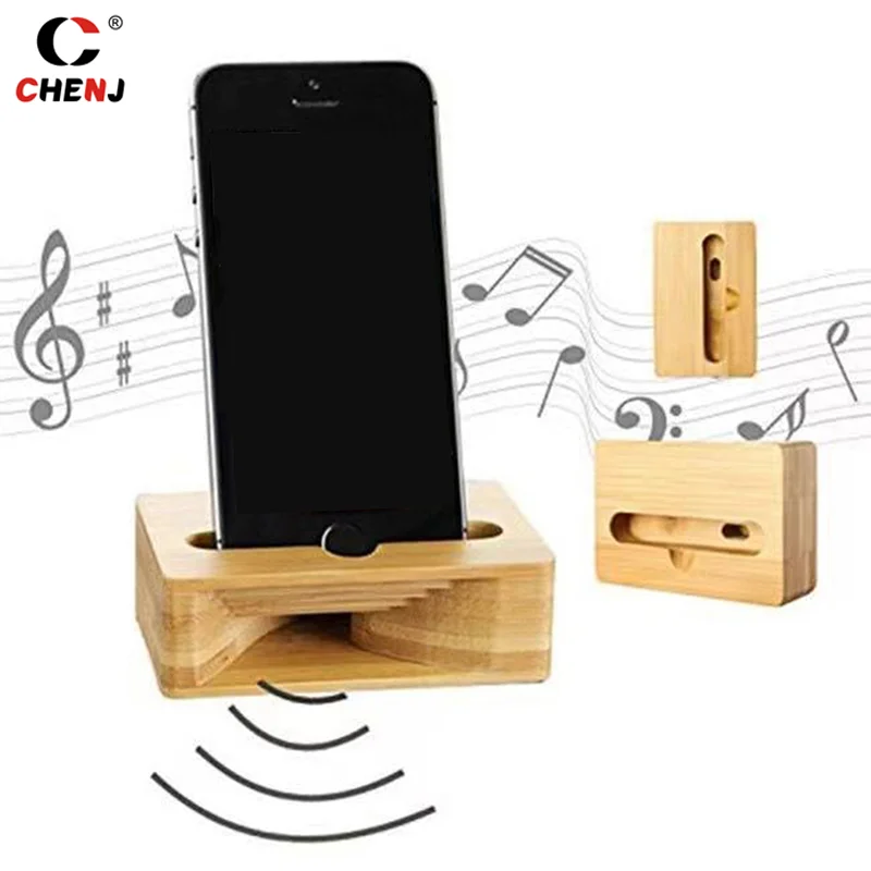 Phone Holder Amplifier Cell Speaker Desk Wood Bamboo Sound Mobile Bracket Desktop Tablet Car Shower Cellphone Dock