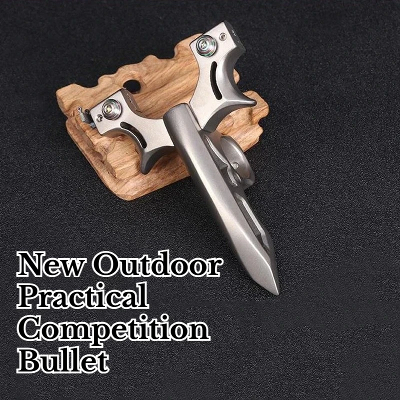 

New EDC Outdoor Stainless Steel Flat Leather Quick Press Slingshot Portable Camping and Hunting Equipment