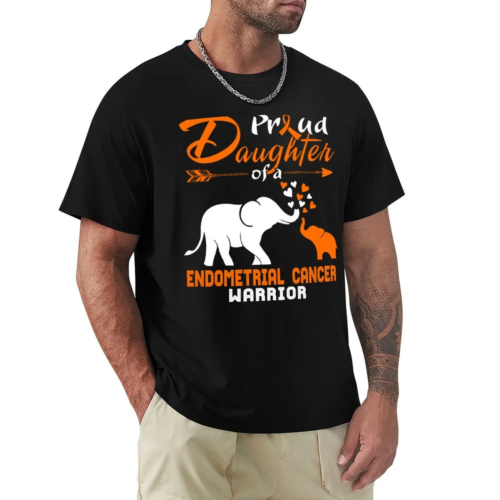 

Proud Daughter Of A Endometrial Cancer Warrior T-Shirt graphic shirts boys whites Men's t-shirt