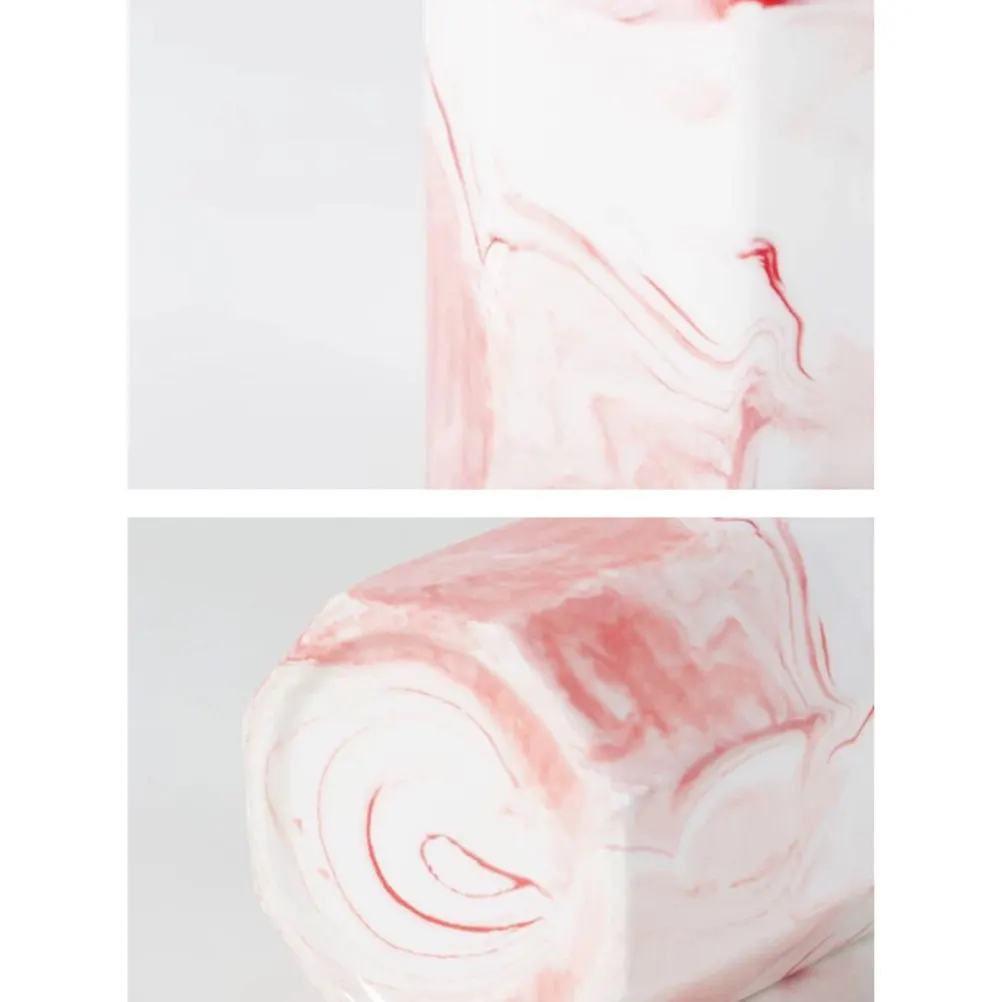 1Pcs Nordic Style Marble Print Ceramic Cup Pink Gold Edge Storage for Makeup Brushes Pens Toothbrushes Lipstick