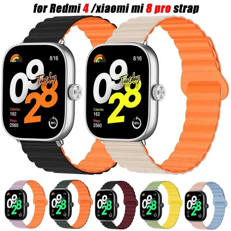

Поп-магнитные ремешки для часов для Redmi Watch 4, умный браслет, спортивный браслет, силиконовая петля для Xiaomi Mi Band 8 Pro, аксессуары