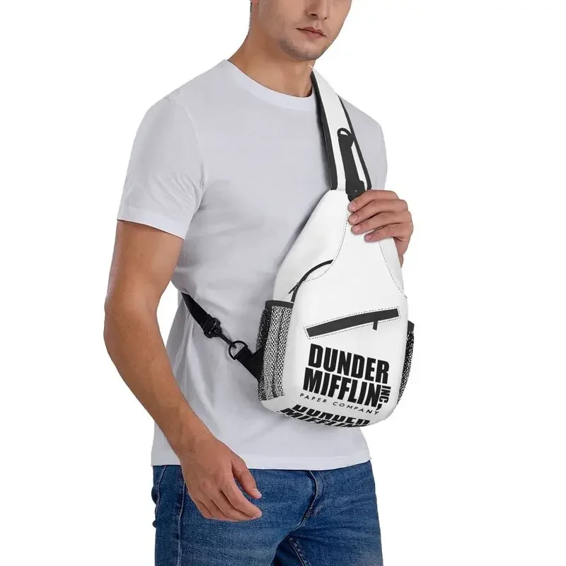 Dunder Mifflin Paper Company Bolsas tipo bandolera para viajes, senderismo, programa de televisión de oficina para hombre, mochila cruzada en el pecho, mochila de hombro