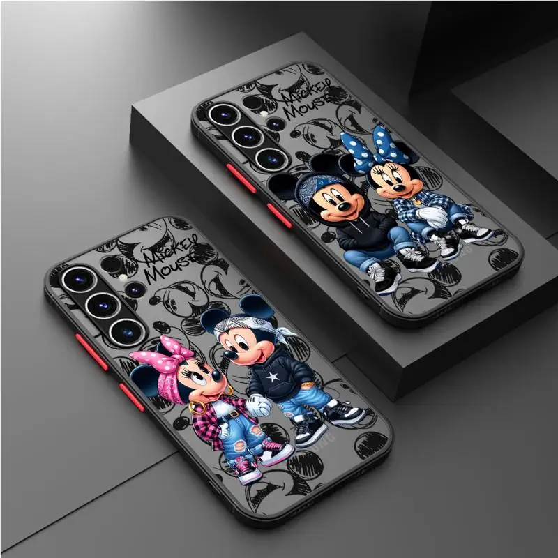 Disney Mickey Minnie Mouse Matte Case For Samsung Galaxy S22 S24 S23 S20 S21 FE S10 Plus Capa Note 20 Ultra 10 Lite Phone Fundas