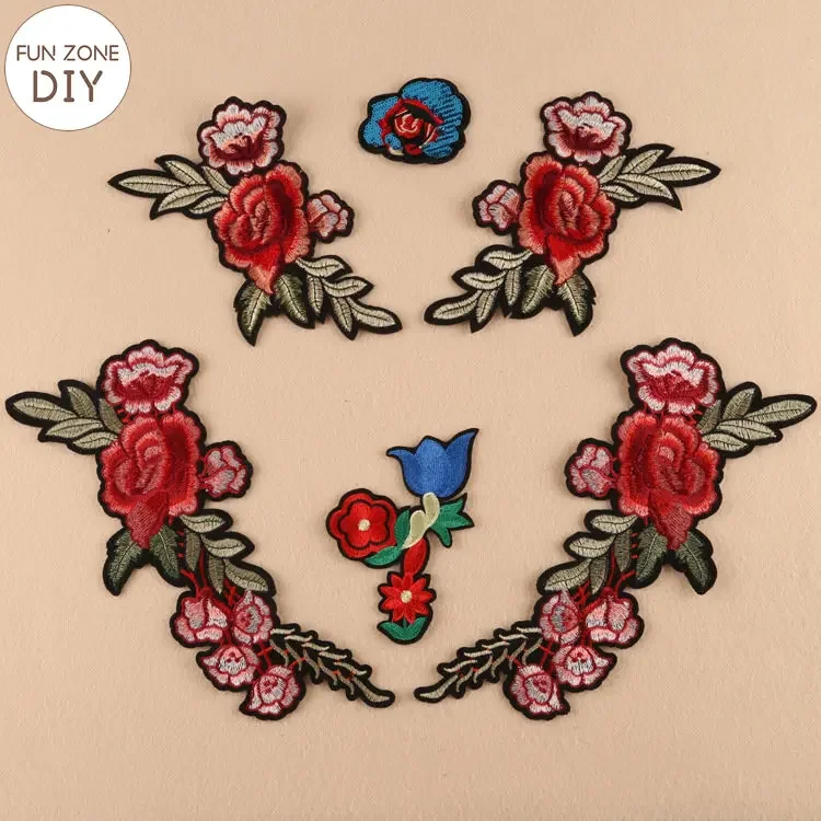 FZdiy Rose Embroidery Applique Ironing Clothing Sewing Supplies Decorative Patches Badges for Clothing Iron on Patch