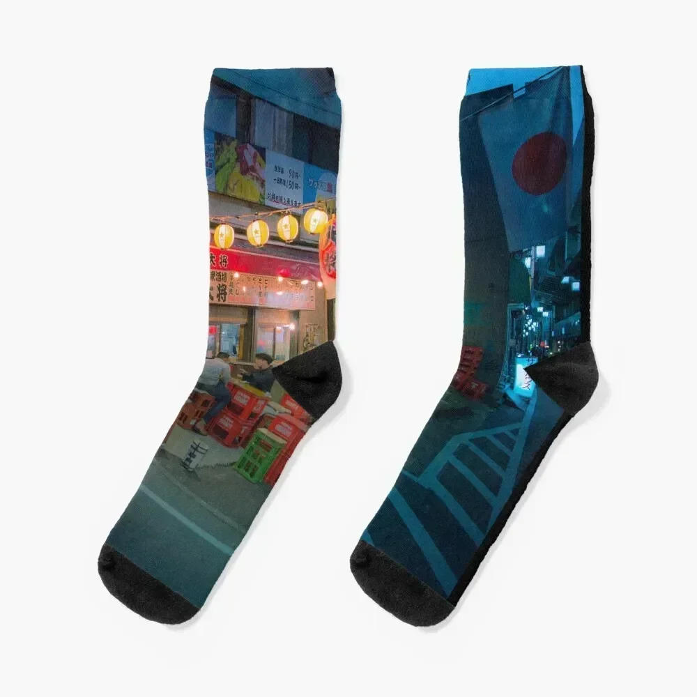 

Small street izakaya in Koenji Chilling outside on warm summer night Socks hiking christmas gifts set Socks Woman Men's