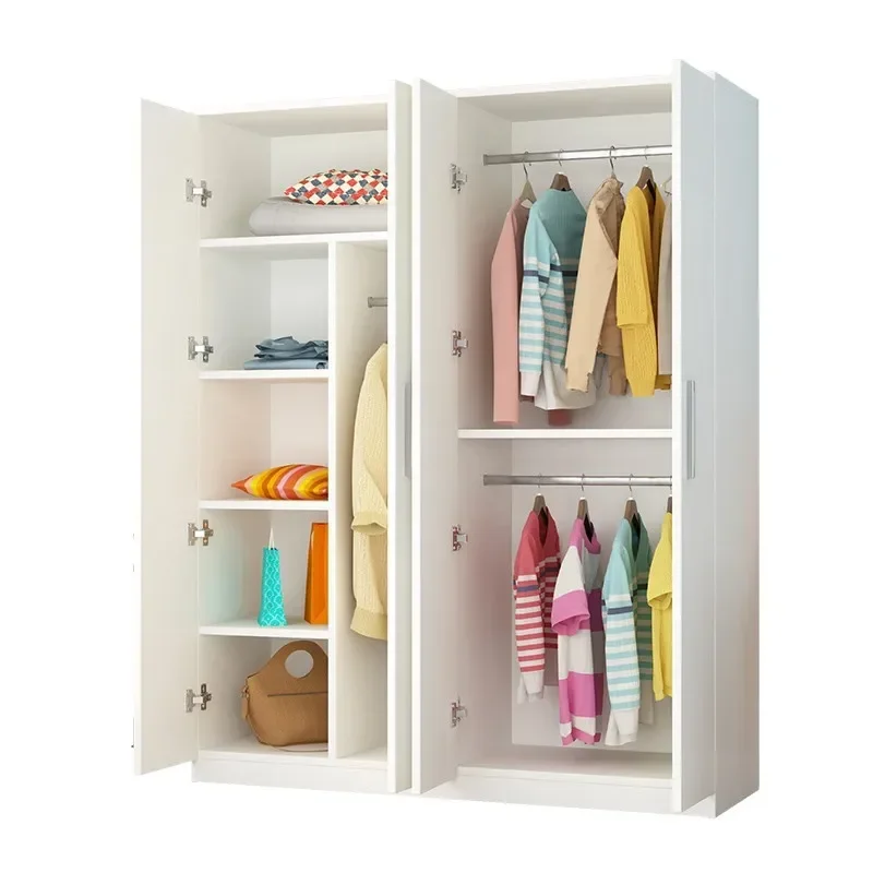 2026 Wardrobe household bedroom adult children small apartment simple modern solid wood simple cabinet for rental housing