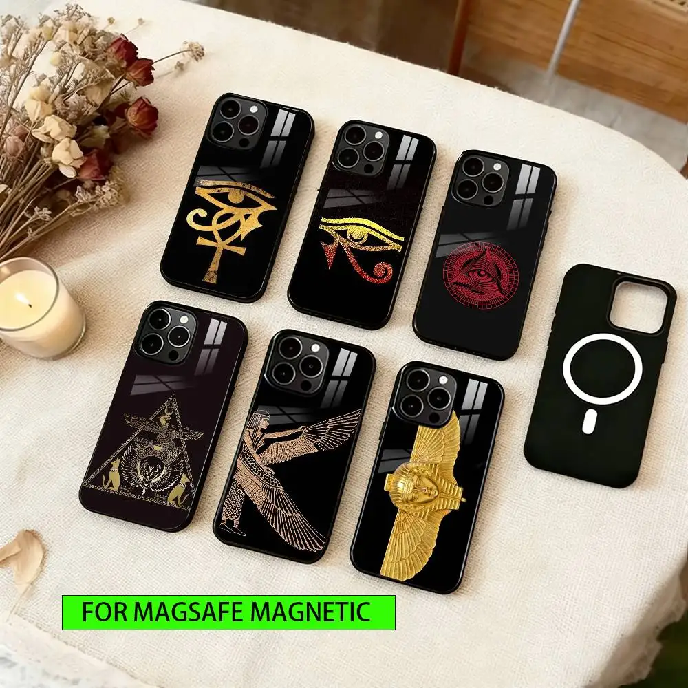 

Ancient Egyptian Symbols Phone Case For iPhone17,16,15,14,13,12,11 Plus,Pro Magnetic For Magsafe Wireless Charging