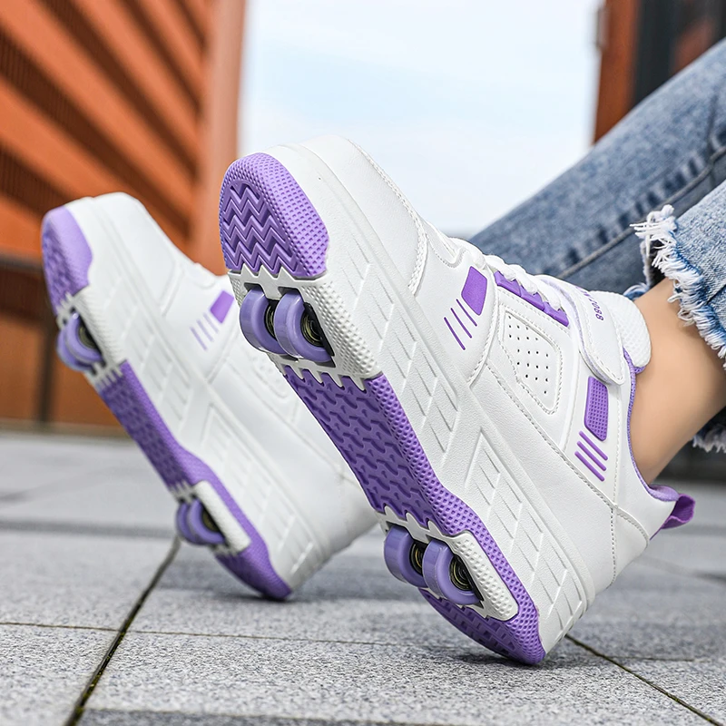 New Student Four-Wheel Crazy Shoes, Kids' Roller Shoes, Boys and Girls Removable Wheeled Shoes, Versatile and Stylish