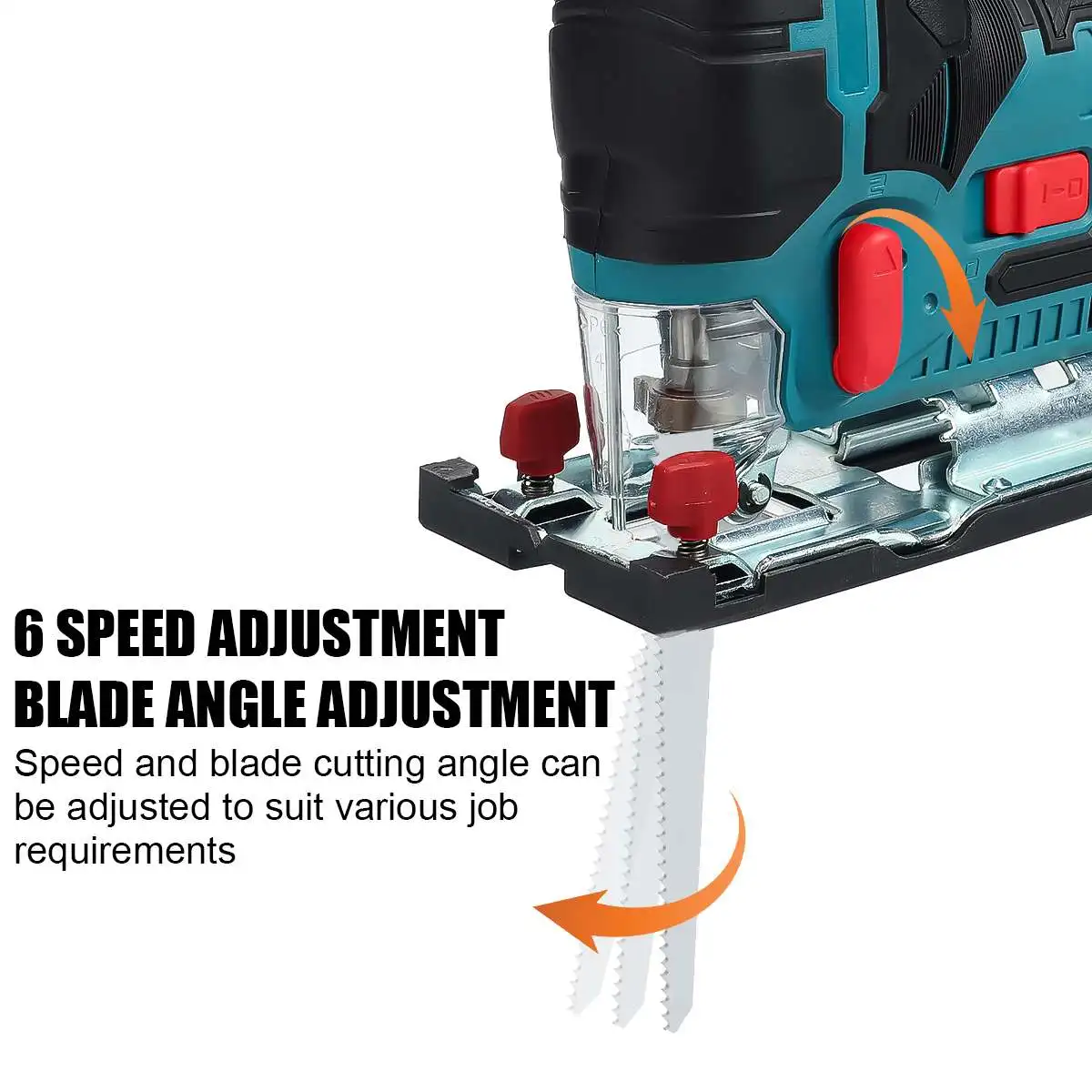 Imagem -04 - Gabarito sem Fio Viu Jigsaw Elétrico Velocidade Ajustável Portátil Carpintaria Ferramenta Elétrica 45 Graus Ângulo de Inclinação 12v 70 mm 5600rpm