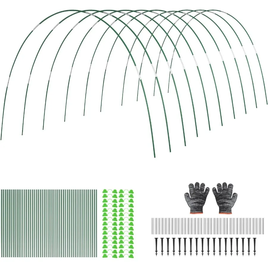 

50pcs Greenhouse Hoops Grow Tunnel Garden Bed Stakes Sturdy Fiberglass Garden Tunnel Hoops for Raised Beds Row Cover Garden Net