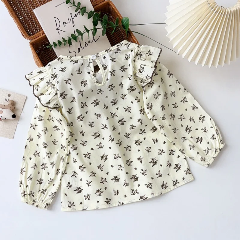 

E-commerce Autumn New Long Sleeve Fashion Doll Collar Pure Cotton Floral Casual Comfortable Toddler Shirt