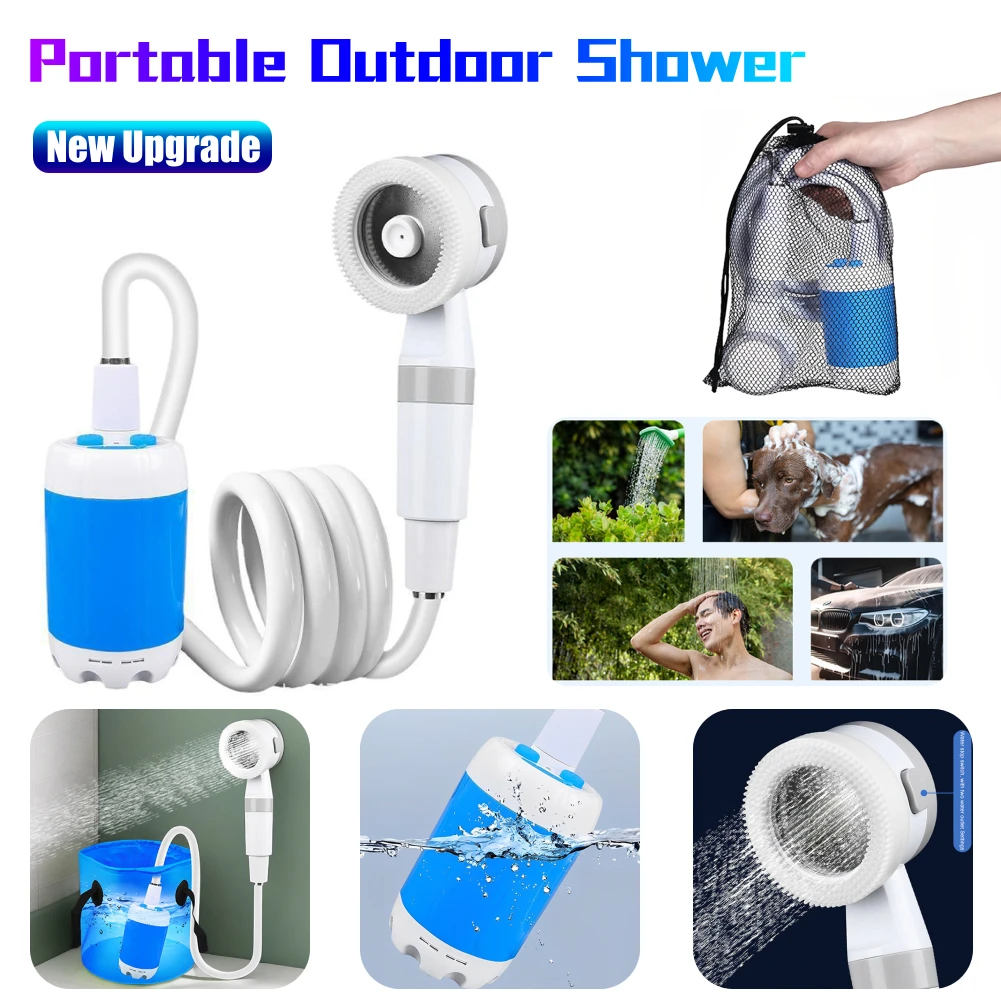 

Upgrade Camping Shower Pump 4000mAh Rechargeable Outdoor Shower Pump with Digital Display for Car Washing Gardening Pet Bathing