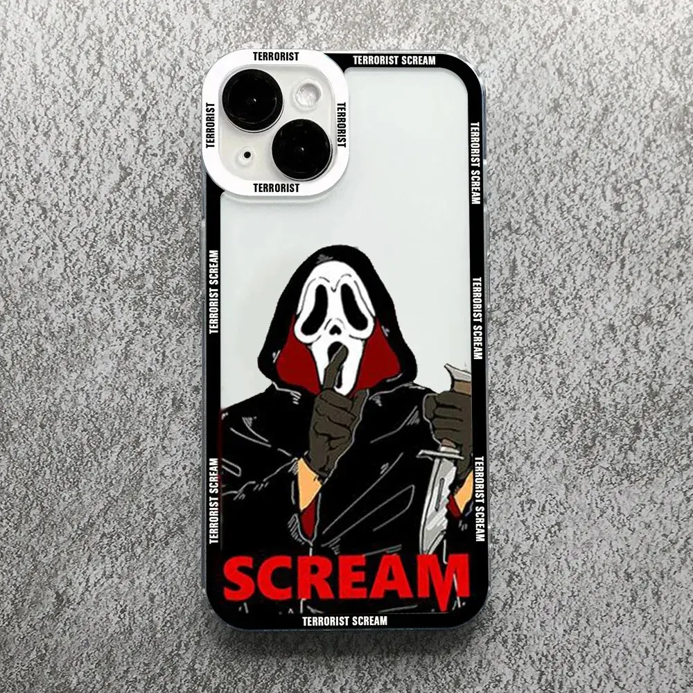 Scary Screaming Art Angel Eyes Phone Case for iPhone 11 12 13 14 15 Pro Max 7 8 Plus Mini X XR XS SE TPU Coque Mobile Case