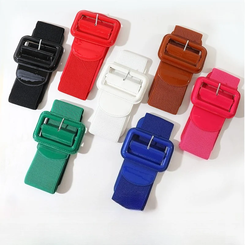 New Arrival Fashionable Elastic Waist Belt with Down Jacket Waist Cincher—Simple Solid-Color Wide Women’s Leather Belt