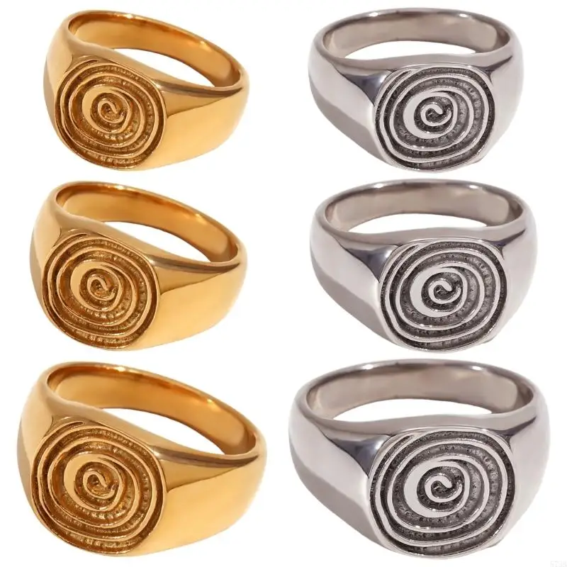 573B Distinctive Rings Fingerprint Rings Statement Rings Stainless Steel Texture