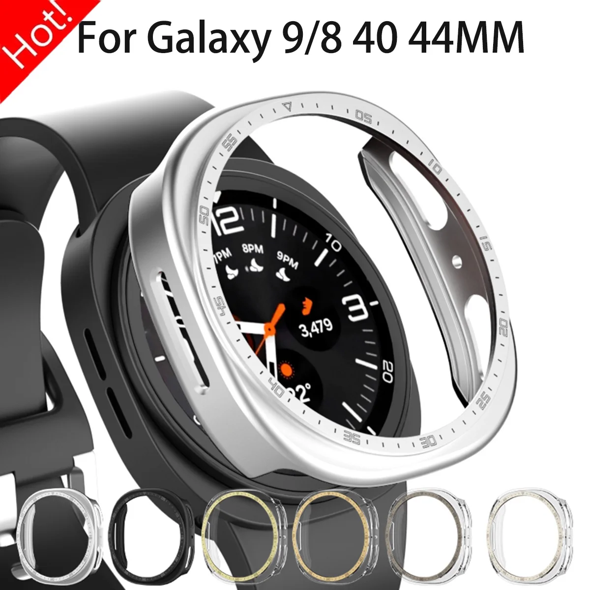 Schalenhülle mit Hohlschalen-Design für Samsung Galaxy Watch 9/8 44mm Zubehör PC-Gehäuse Stoßfänger für Samsung Watch 9/8 40mm Lünettenring-Gehäuse