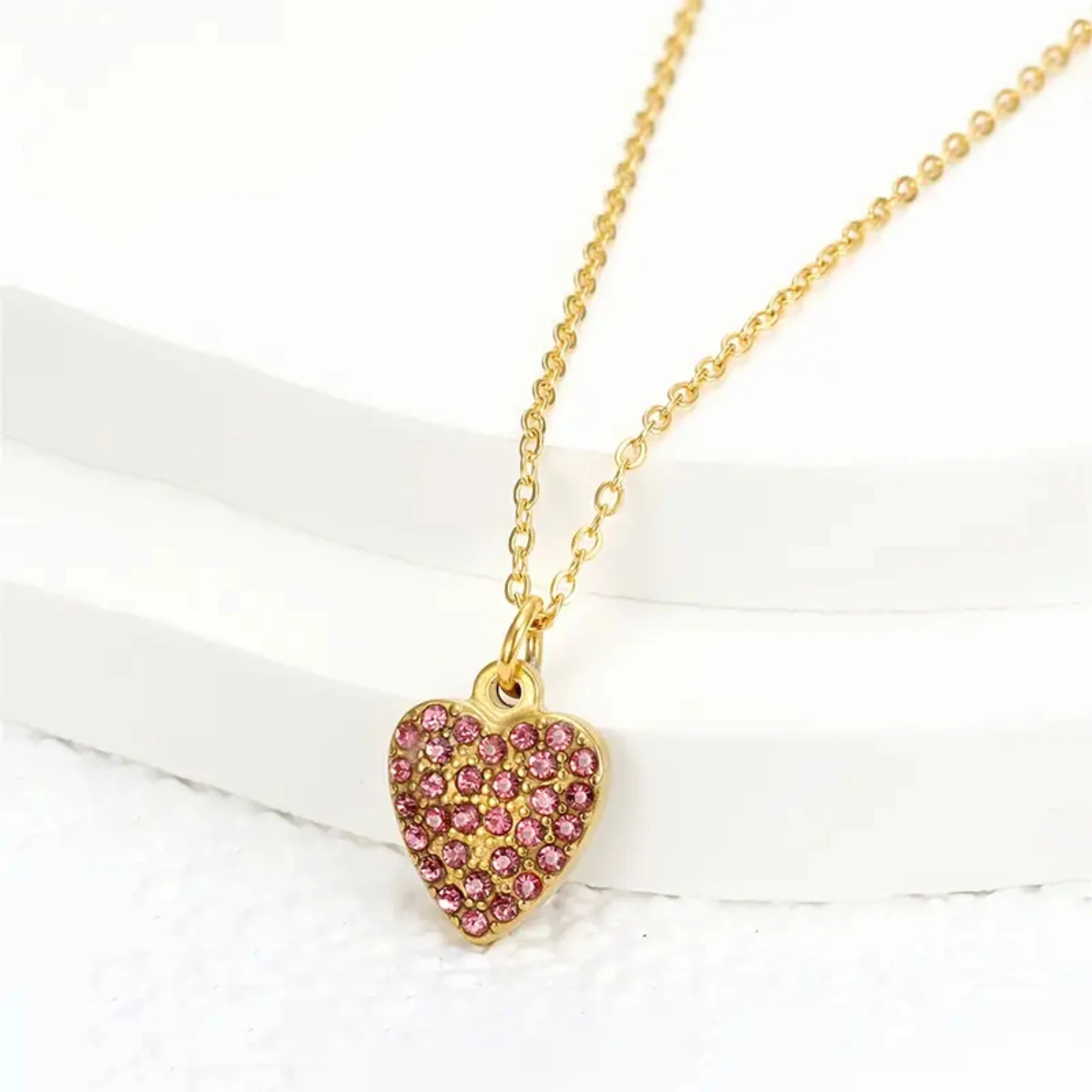 

Luxury Fashion Zircon Heart Girls Necklace - Romantic Valentines Day Gift