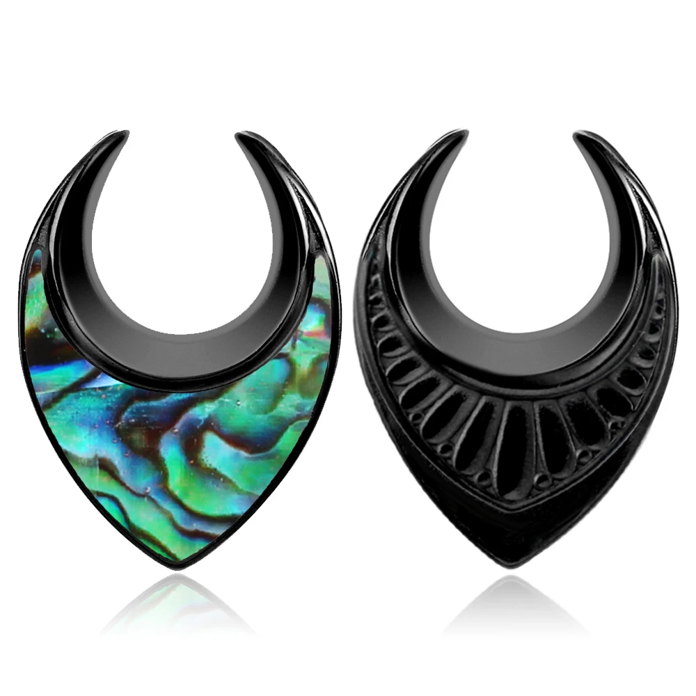 Twolobes 2PCS Naturalne muszle Tunelki pod siodło Wtyczki Nosze Moda Piercing Biżuteria damska Kolczyki Expander — zdjęcie 7