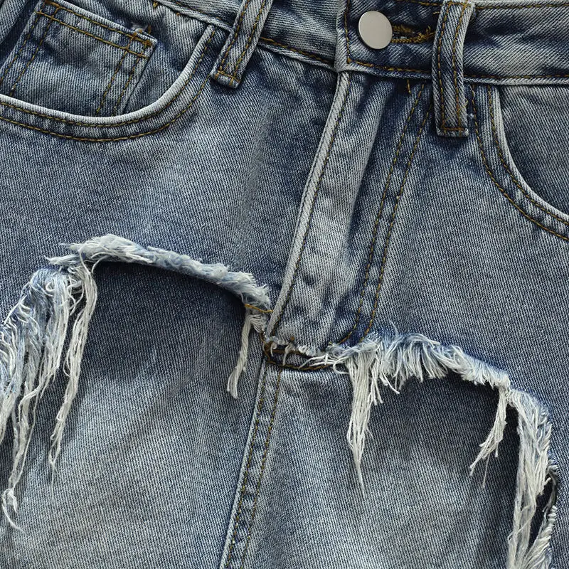 Women Casual High Waist Denim Skirt Vintage Frayed A-Line Denim Skirt Summer Slim Y2k Jean Skirt Harajuku Fashion Mini Skirts