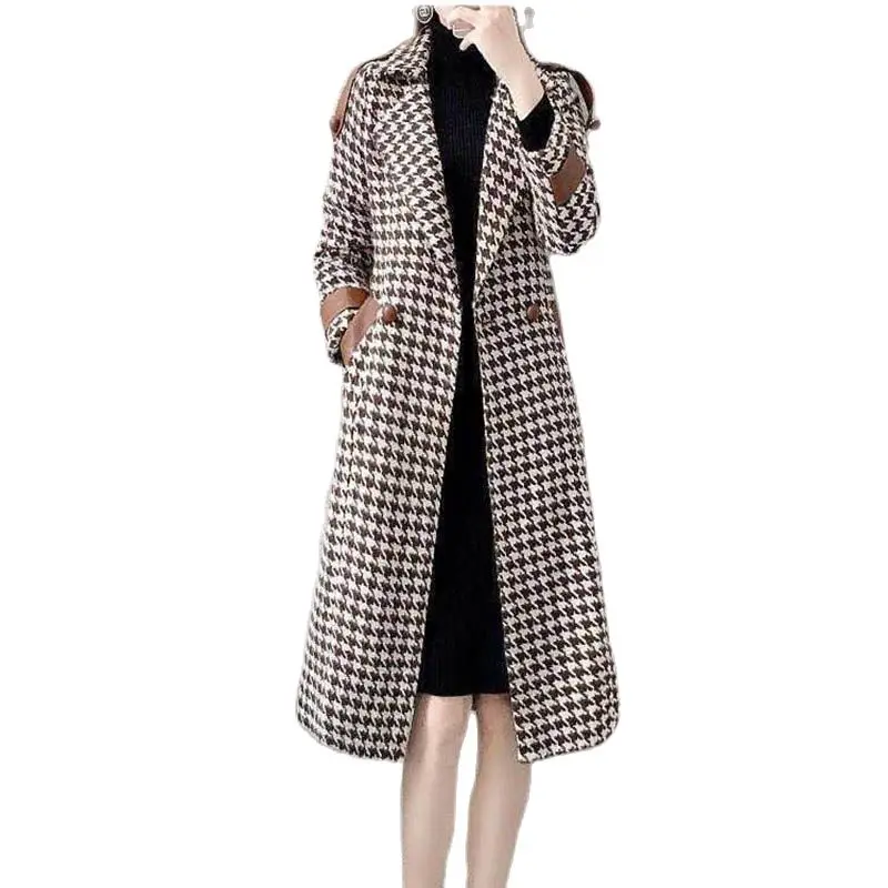 

Woolen Coat Women's Mid-length Autumn And Winter Wear 2023 New Korean Version Of The Self-cultivation Plaid Coat British Trend