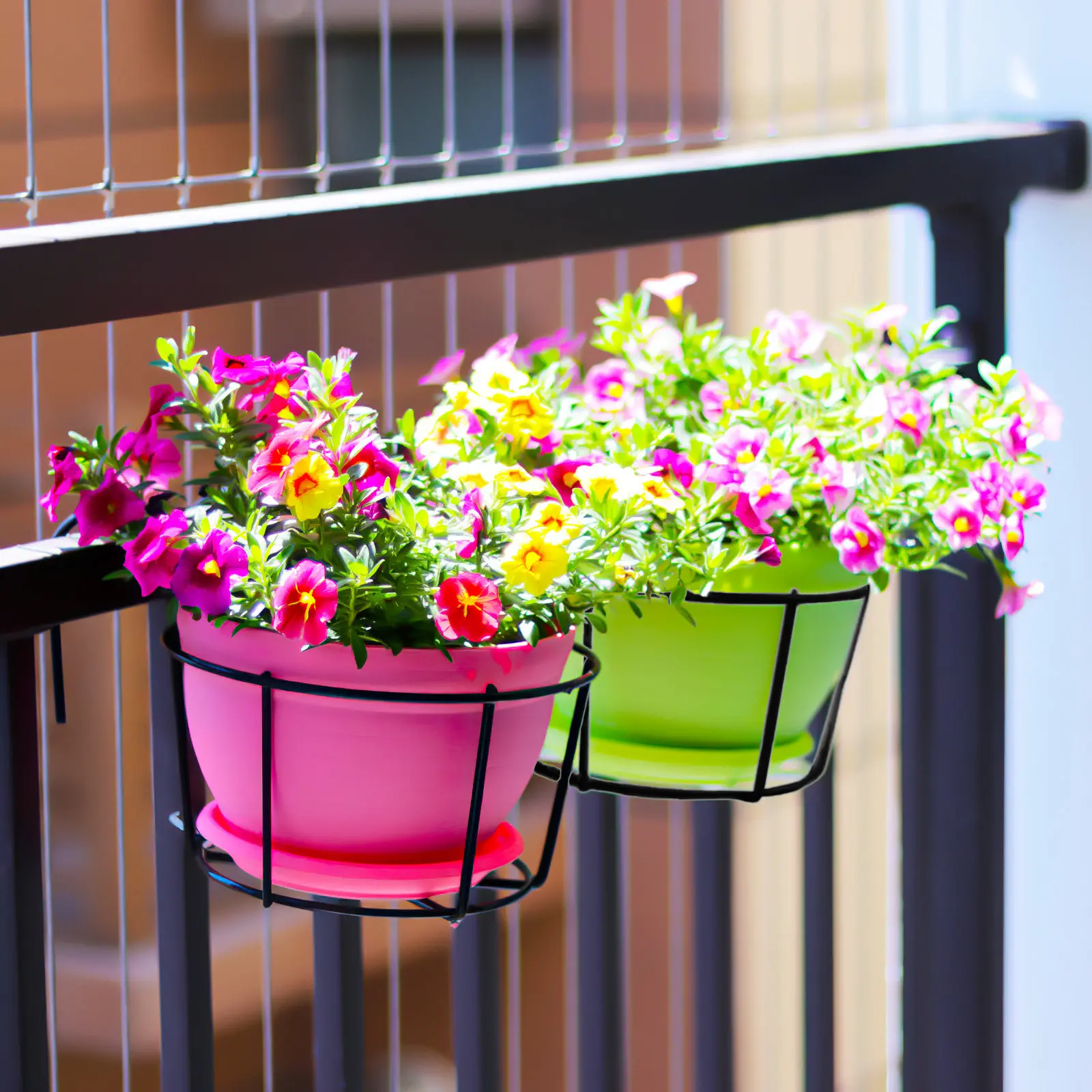 5Pcs Round Hanging Flowerpot Rack Iron Lightweight Balcony Plant Pot Stand Decorative Flowerpot Holder Storage