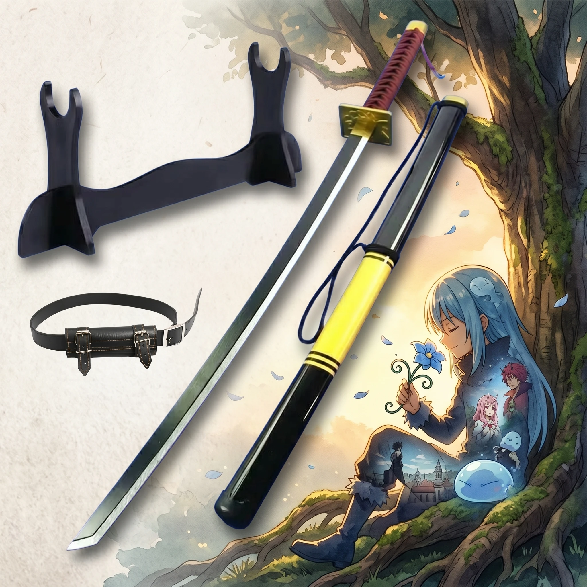 Espada de juguete de plástico a escala 1:1 de 40 pulgadas, Réincarnado como un Slime Rimuru Katana, accesorio de cosplay de anime, cuchillo ninja, hoja de espada, regalo