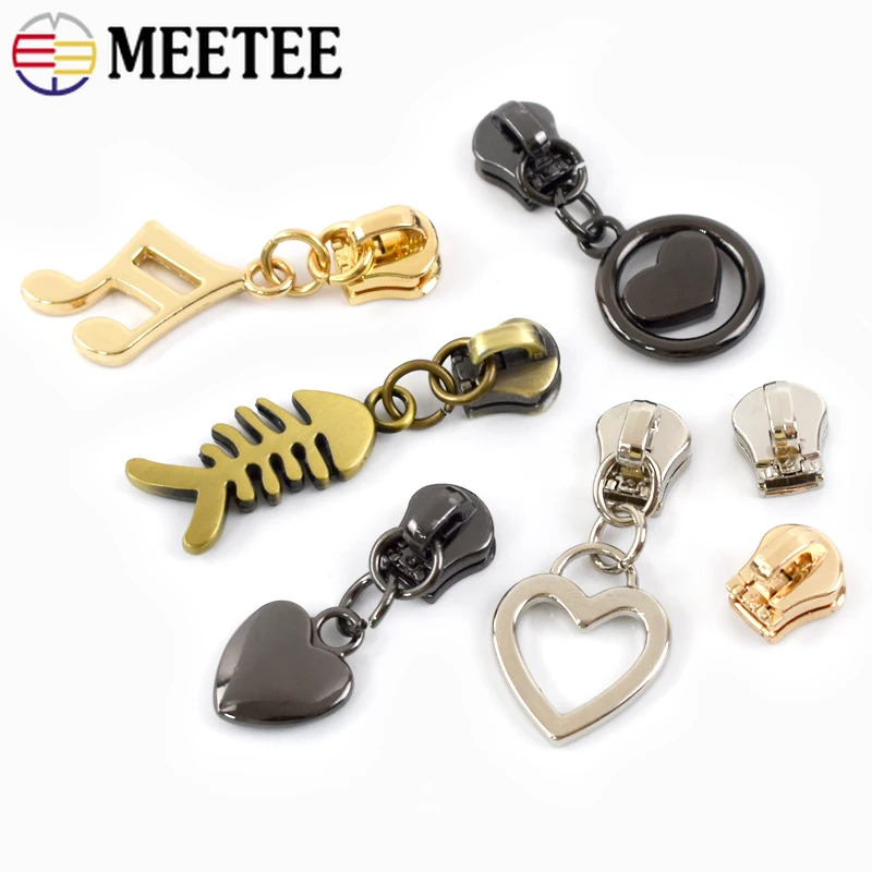 10/20pcs Meetee Zipper Slider for 5# Sewing Metal Zippers DIY Zips Head Bag Pocket Wallet Repair Kits Replacement Tailor Tools