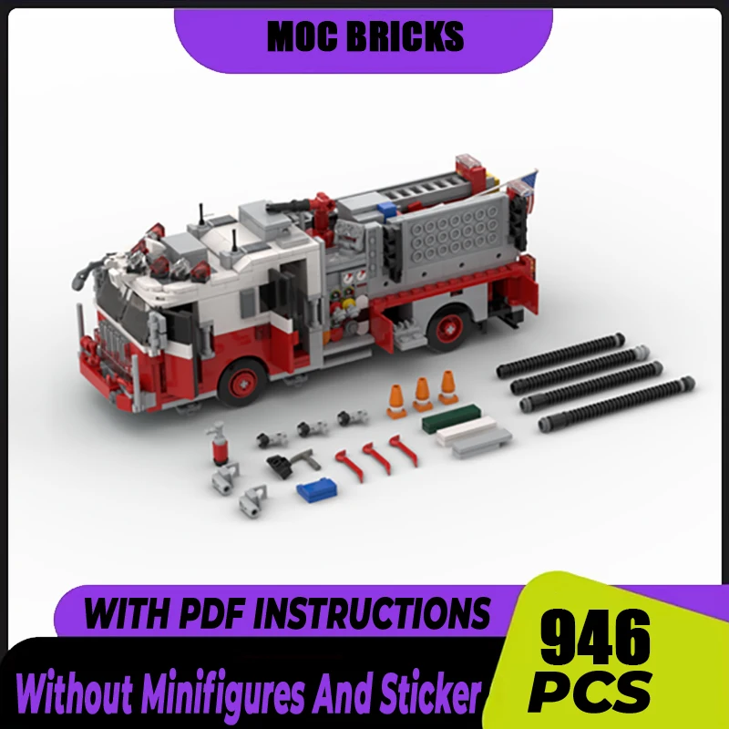 

Car Series Moc Building Blocks New York Fire Brigade Engine 34 Model Technology Bricks Brand-name Vehicle DIY Toy For